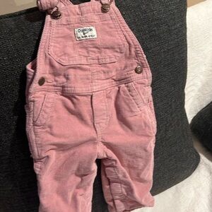 OshKosh B'gosh Pink Corduroy Overall Baby Girl Lined Pant One Piece Buckle 9 M
